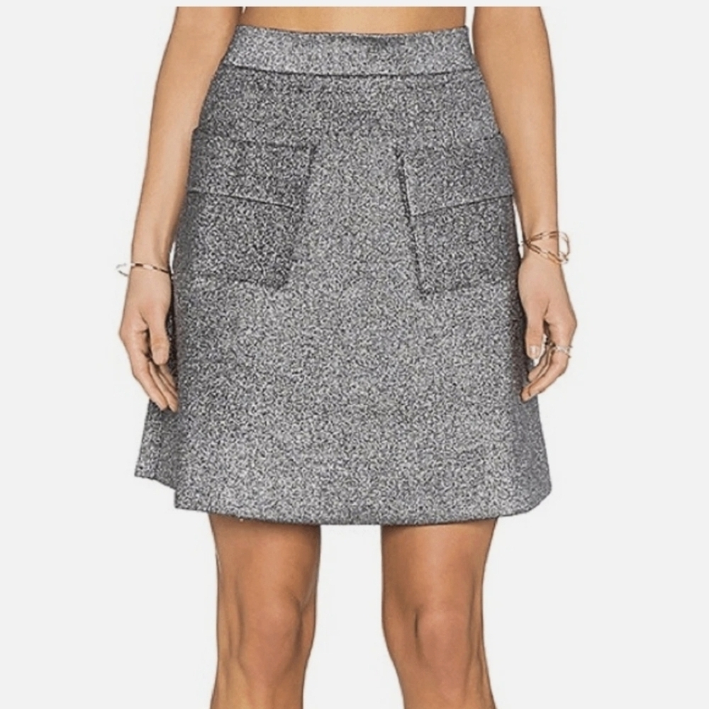 A.L.C. Aaron Metallic A-Line Silver Skirt Size S HOLIDAY party
